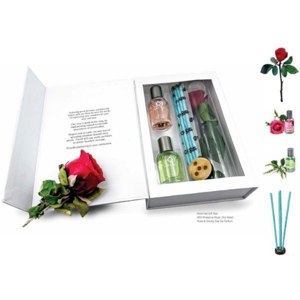 Assorted Gift Box with Preserve Rose | Dry Reed | Rose & Gravity Eau De Parfum